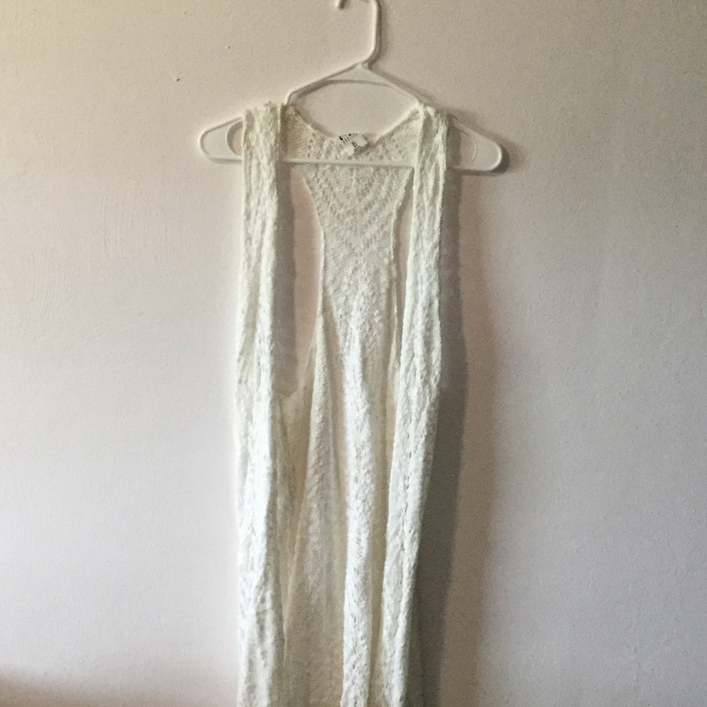 Sleeveless Crochet Cardigan Long M/L